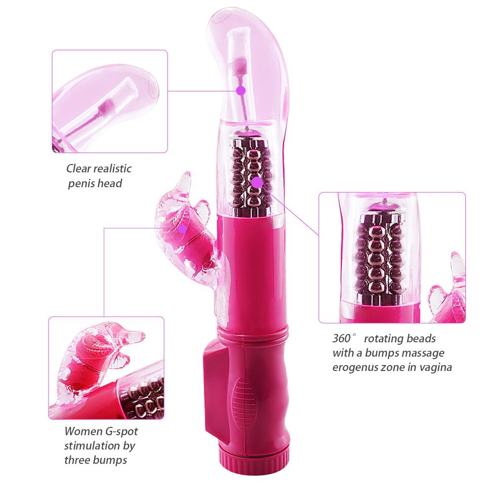 Rechargeable 12 Modes Rotating Rabbit Vibrator Clitoris Stimulator G Spot Dildo Vibrator