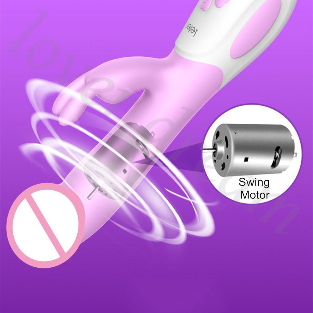 Leten USB Charge 2 Motor G Spot Clitoris Anal Dildo Rabbit Swing Vibrator Sex Toys