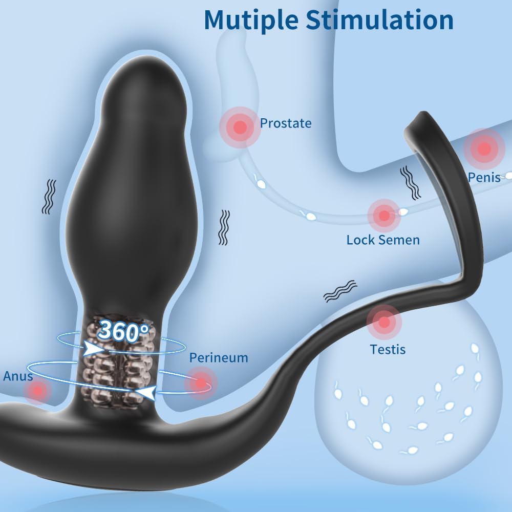 LEVETT Adult Sex Toys Anal Vibrator,Prostate Massager with Remote Control,Double Cock Ring Wearable Anal Plug,Butt Plug Vibrator