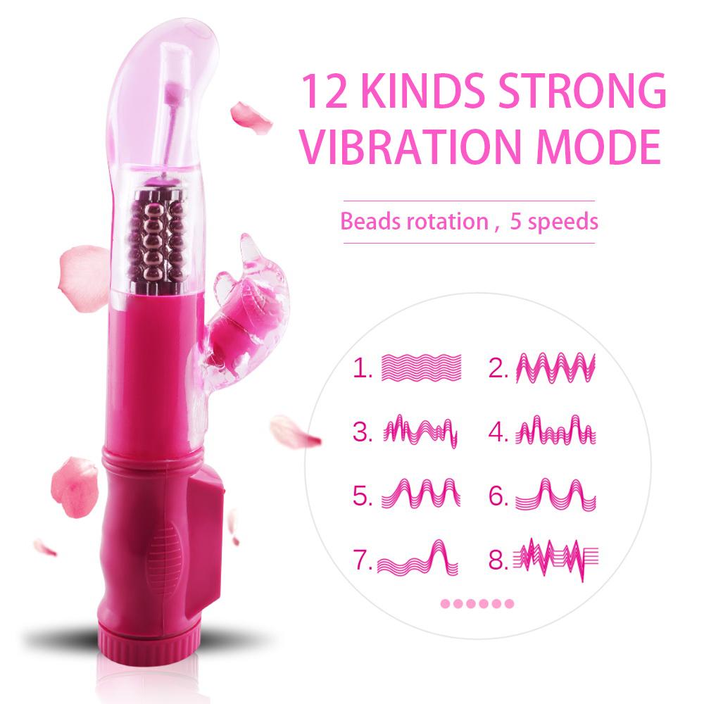 Rechargeable 12 Modes Rotating Rabbit Vibrator Clitoris Stimulator G Spot Dildo Vibrator