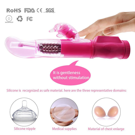 Rechargeable 12 Modes Rotating Rabbit Vibrator Clitoris Stimulator G Spot Dildo Vibrator