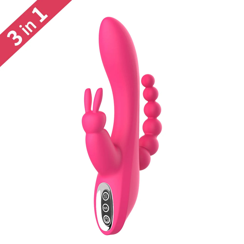 12 Speeds Waterproof Rechargeable Rabbit Vibrator G-spot and P-spot Anal Clit Stimulator Dildo Adult Sex Toys for Women